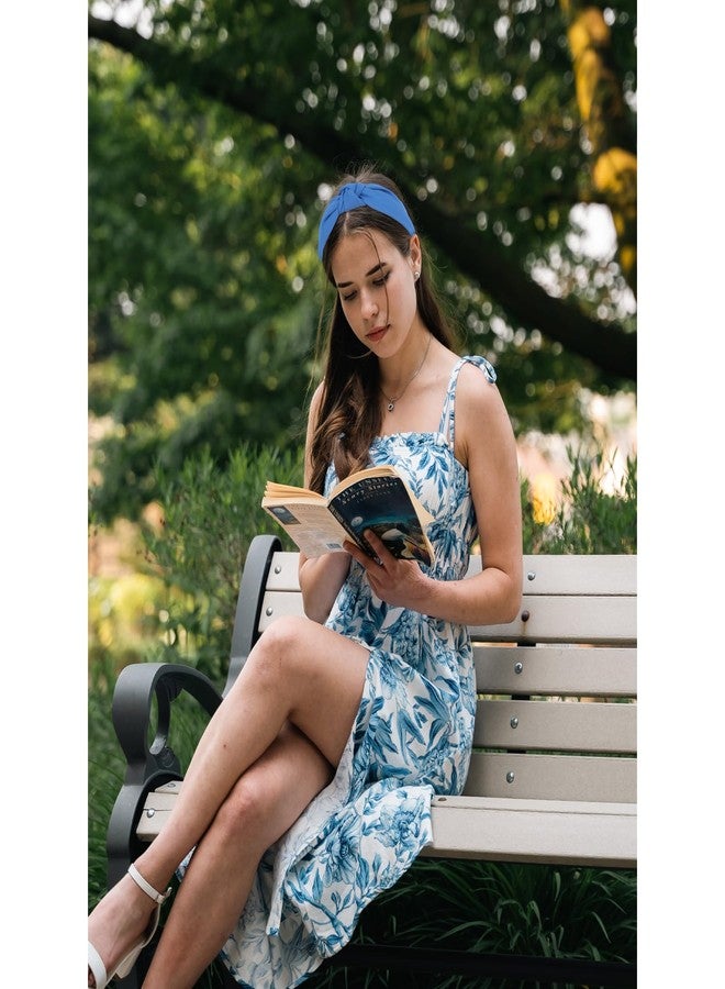 Amariver Knotted Headband for Women Non-slip Head Bands Top Knot Headbands Solid Colors Blue Headbands Fashion Hair Accessories for Women Girls - Image 3